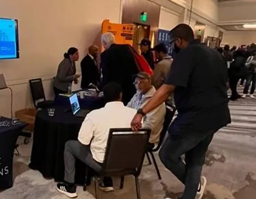 A group of professionals discussing a project.